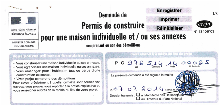 Demande de permis de construire